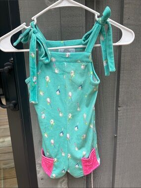 SweetHoney Mint Green Romper Tennis Print 4t